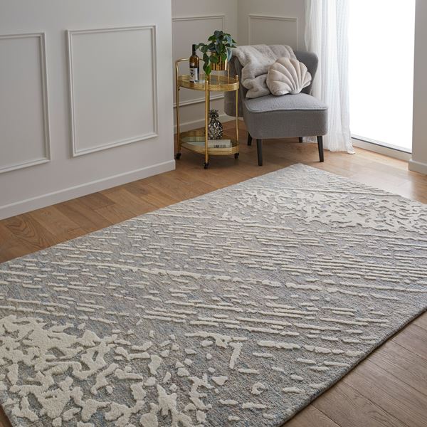 Hampton Tokyo Contemporary Abstract Wool Rug in Grey Ivory - Grey